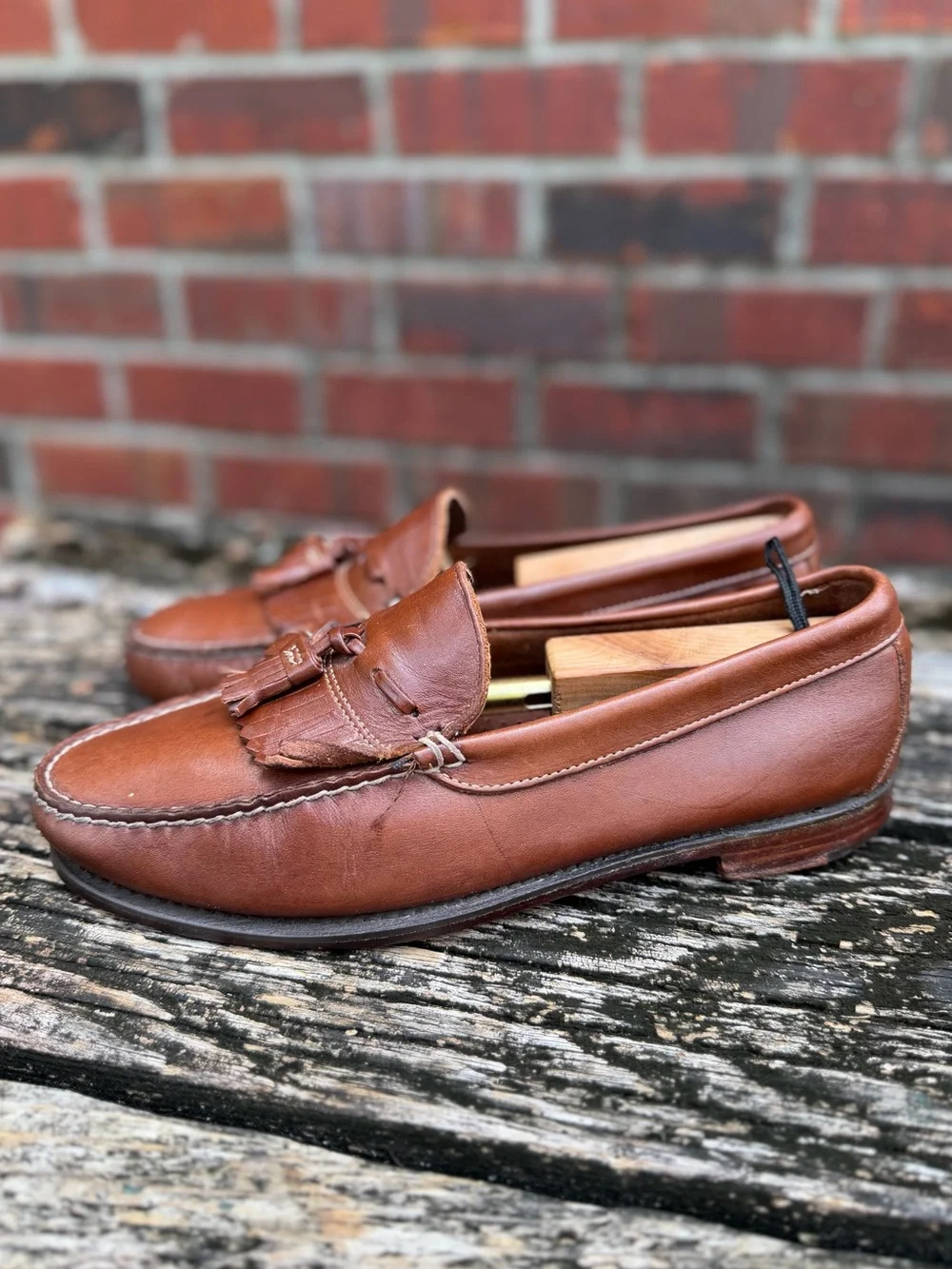 Dexter Men's Size 8.5 WW Brown Leather Kiltie Tassel Slip On Loafers Made USA P5